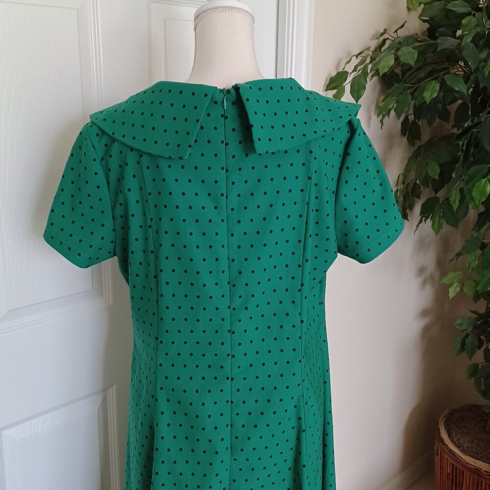 EUC Tatyana "Esmeralda" Green Polka Dot Bow Pinup Dress Size XXL - Picture 9 of 12